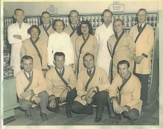Fred Dudding - center and his Safeway crew circa 1944